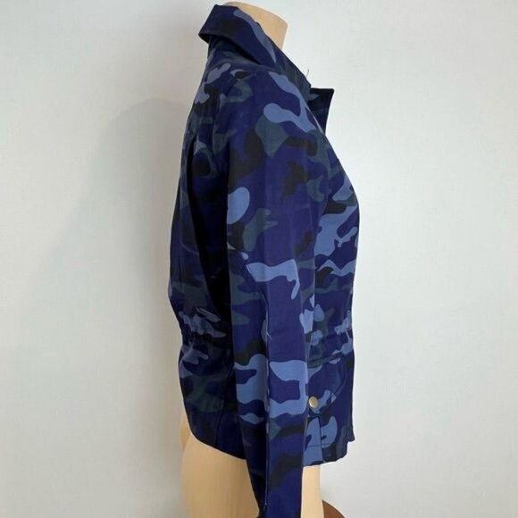 Brand New Gap Women’s XS Blue Printed Camo Utility Jacket Full Zip Pockets Hunt - Picture 4 of 12